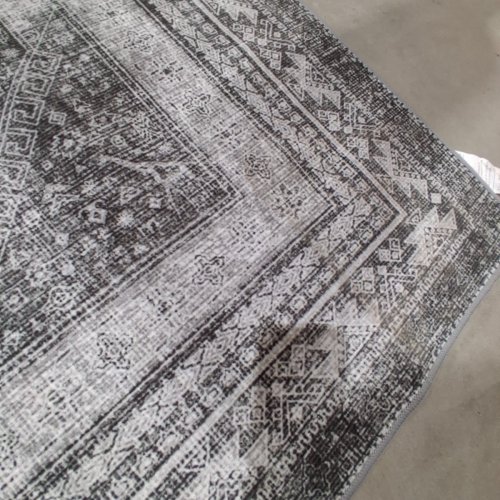 WASHABLE NON-SLIP VINTAGE-STYLE MEDALLION AREA RUG - 8FT X 10FT - GRAY/IVORY image 4