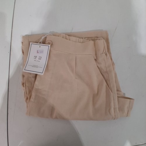 WOMENS LINEN WIDE LEG ANKLE PANTS - SMALL - BEIGE image 2