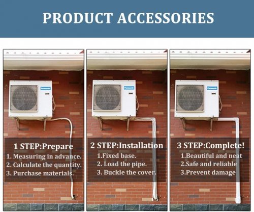 11PC LYPREM PVC DECORATIVE LINE COVER KIT FOR DUCTLESS MINI SPLIT AIR CONDITIONERS - 5" - 17FT - WHITE image 3