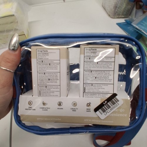 3PC ROE WELLNESS SPF SUNBELT BAG WITH SUNSCREEN & MINERAL POWDER- BLUE BAG image 2