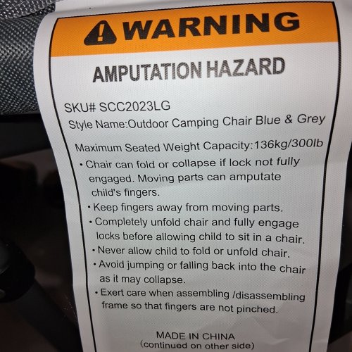 SUPERRELLA FOLDING OUTDOOR CAMPING CHAIR - 300 LBS MAX/CAP - BLUE & GREY image 2