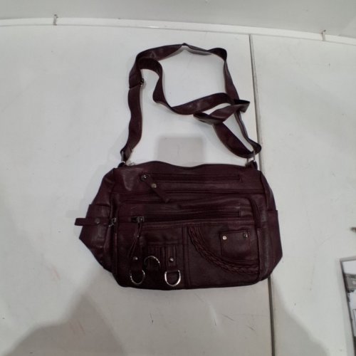 CROSSBODY PURSE WITH MULTIPLE POCKETS- DARK BURGUNDY image 2