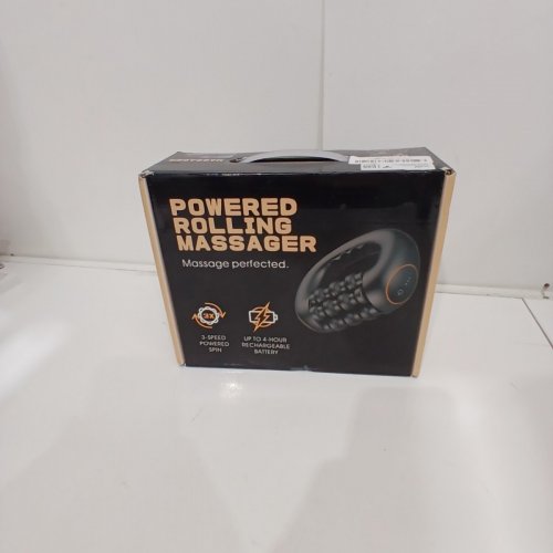 POWERED RECHARGEABLE HANDHELD 3 SPEED ROLLING MASSAGER - BLACK image 4
