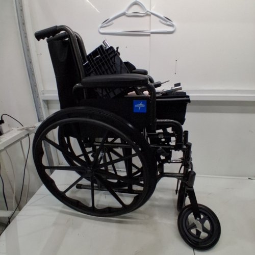 MEDLINE GUARDIAN K1 BASIC NYLON WHEELCHAIR WITH SWING-BACK DESK-LENGTH ARMS AND SWING-AWAY FOOTRESTS -300LBS MAX - BLACK (MODEL: K1166N22S) image 2