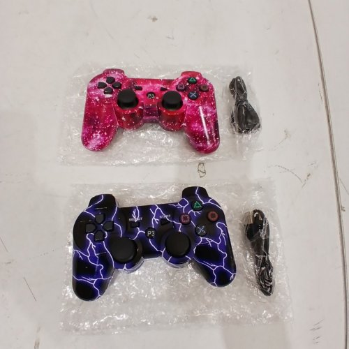 2PK WIRELESS P3 CONTROLLER FOR PS3 - GAMING REMOTE CONTROLLERS WITH CHARGER CABLES - BLUE FLASH, PURPLE SKY image 3