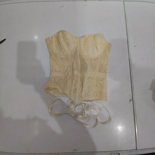 WOMENS V. CHAPMAN CAROLENA STRAPLESS SWEETHEART A-LINE LACE CORSET - SMALL (6) - PALE YELLOW image 2