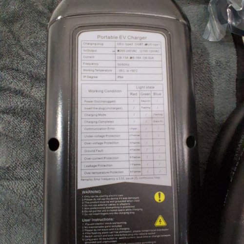 J&D PORTABLE EV CHARGER - US TYPE 1 CHARGING PLUG - 200-240 V - 16A - BLACK image 3
