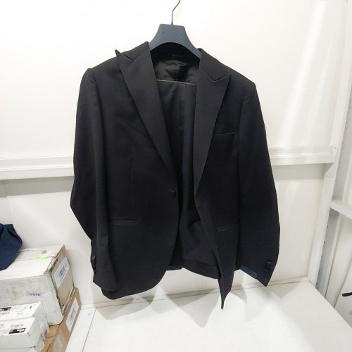 2PC MEN'S MODA SPANI 100% VIRGIN WOOL SUIT JACKET & PANTS - 54 - BLACK (MODEL: A-TOLEDO-PI) image 2