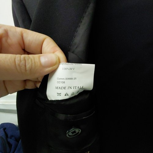 2PC MEN'S MODA SPANI 100% VIRGIN WOOL SUIT JACKET & PANTS - 54 - BLACK (MODEL: A-TOLEDO-PI) image 4