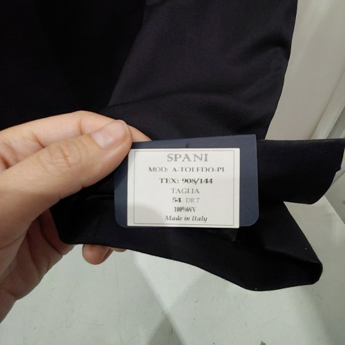 2PC MEN'S MODA SPANI 100% VIRGIN WOOL SUIT JACKET & PANTS - 54 - BLACK (MODEL: A-TOLEDO-PI) image 6