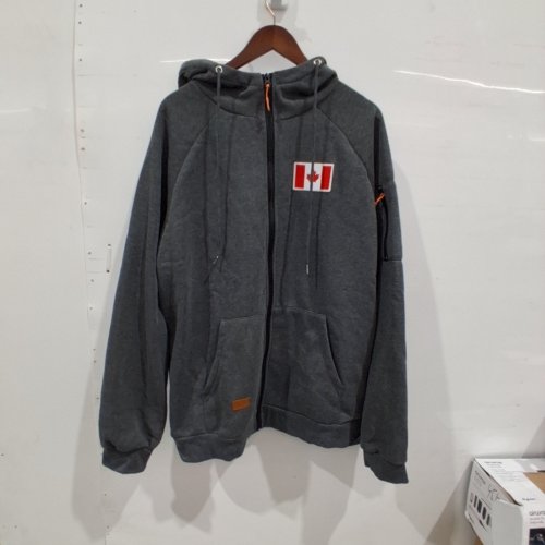 MENS CANADA ZIP-UP HOODED JACKET - LARGE- DARK GRAY image 2