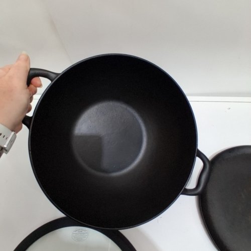 3PC TRAMONTINA PRE-SEASONED CAST IRON SET - 7QT (11") - BLACK (MODEL : 1901865) image 5