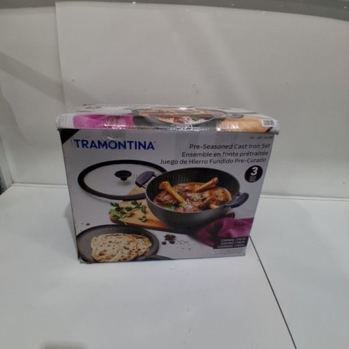 3PC TRAMONTINA PRE-SEASONED CAST IRON SET - 7QT (11") - BLACK (MODEL : 1901865) image 7