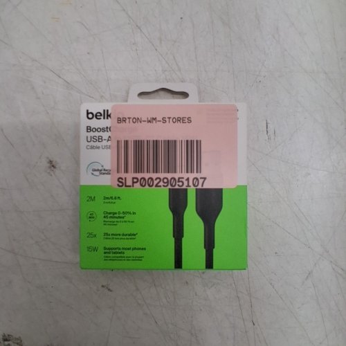 BELKIN BOOSTCHARGE USB-A TO USB-C CHARGING CABLE - 6.6FT - 15W - BLACK (MODEL: CAB021) image 4