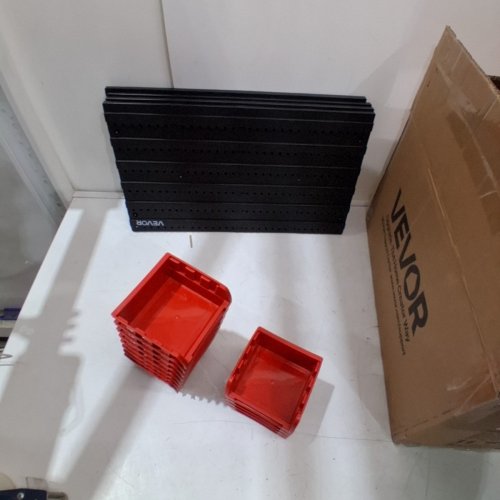 52PC WALL MOUNTED STORAGE RACK - 37" X 21" - BLACK/RED (MODEL: 12119B) image 2