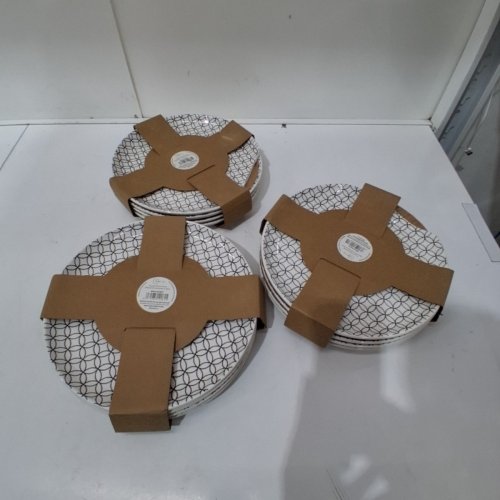 3(4PK) MAINSTAYS PATTERNED DINNER PLATES - 10.5" - WHITE AND BLACK (MODEL: WMC-RL0043) image 3