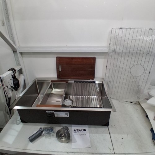 VEVOR STAINLESS STEEL TOP DROP-IN SINGLE BOWL KITCHEN SINK WORKSTATION - 33" (MODEL: T332209RS1) image 2
