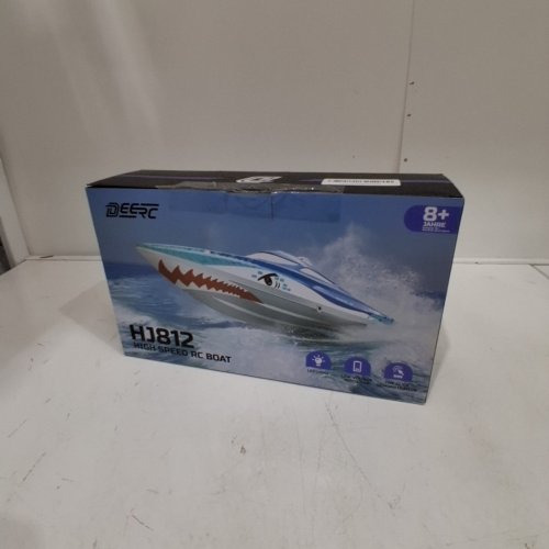 DEERC HIGH SPEED RC RACING BOAT WITH SHARK GRAFFITI - 20+ MPH, FAST REMOTE CONTROL BOAT W/LED LIGHTS FOR POOLS AND LAKES (MODEL:HJ812) image 4