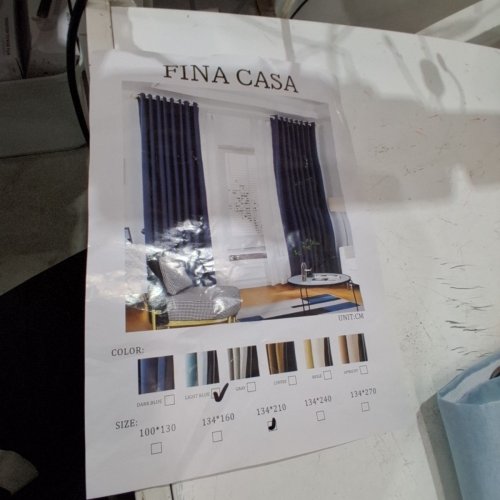 2 PANNEL FINA CASA LIGHT BLUE CURTAIN -52.75" X 82" - LIGHT BLUE image 4