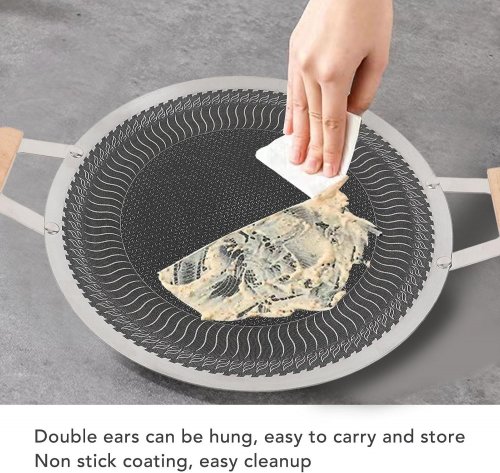 OREILET NON STICK GRILLING PLATE WITH HANDLES FOR INDOOR/OUTDOOR HOME - 13.39" - STAINLESS STEEL image 3