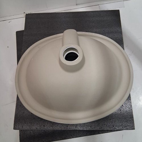 KARAMAG BATHROOM VESSEL CERAMIC SINK, SEMI RECESSED WITH OVAL DROP-IN AND OVERFLOW - 16" X 12"- WHITE (MODEL: 2016) image 3