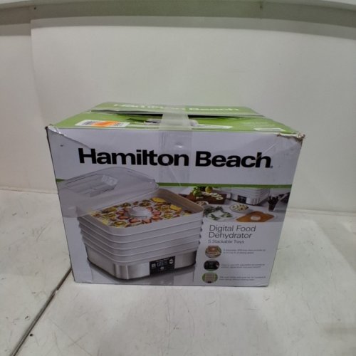 HAMILTON BEACH 5-TRAY STACKABLE ELECTRIC FOOD DEHYDRATOR - WHITE (MODEL: 32100C) image 6