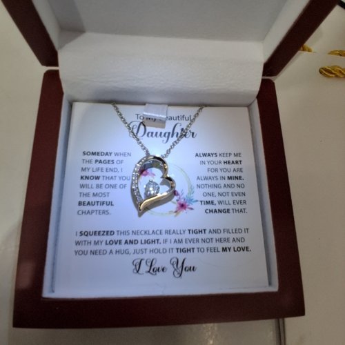 LUXUS HEART PENDANT NECKLACE/TO MY DAUGHTER - OSFM - SILVER / GOLD-TONE image 2