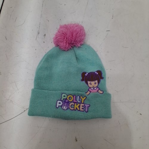 GIRLS POLLY POCKET POM POM KIDS BEANIE - OSFM - MINT GREEN image 2