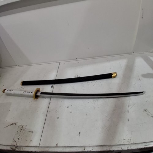 DECORATIVE KATANA SWORD - 41" - BLACK/WHITE/GOLD image 2