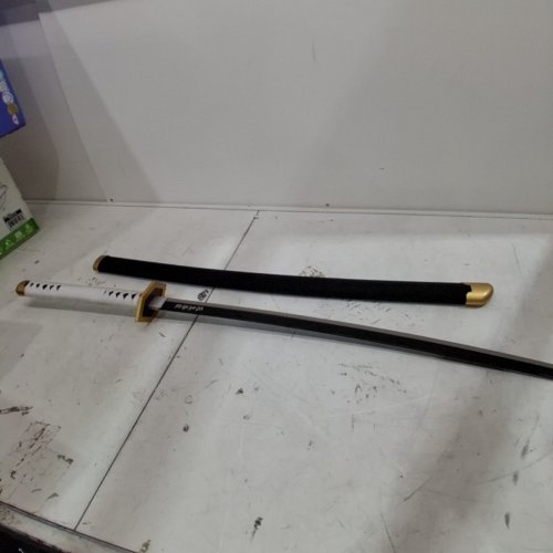 DECORATIVE KATANA SWORD - 41" - BLACK/WHITE/GOLD image 4