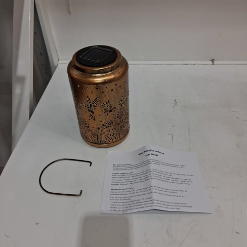 BRIZLED HUMMINGBIRD OUTDOOR SOLAR HANGING LANTERN - BRONZE image 2