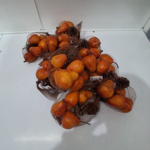 10 (7PC) WAY TO CELEBRATE! DECORATIVE FRUIT AND PINECONE SET - ORANGE AND BROWN image 2