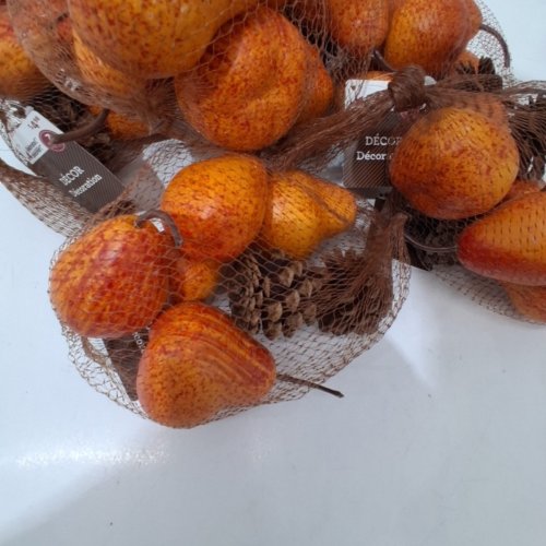 10 (7PC) WAY TO CELEBRATE! DECORATIVE FRUIT AND PINECONE SET - ORANGE AND BROWN image 3