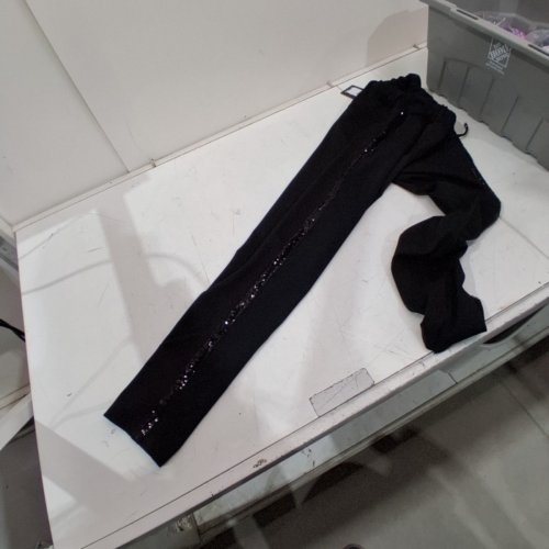 ETERNELLE ITALIAN-MADE PANTS WITH DRAWSTRING, SIDE POCKETS AND SEQUIN STRIPES - SMALL - BLACK (STYLE: 4-FW25142-4) image 4