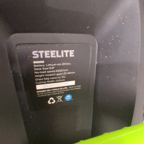 STEELITE CORDLESS ELECTRIC LAWN MOWER - 5-POSITION HEIGHT ADJUSTMENT WITH 8 GALLON GRASS BAG - BATTERY AND CHARGER INCLUDED - 13'' - 21V - ( MODEL: ‎DG500 ) image 9