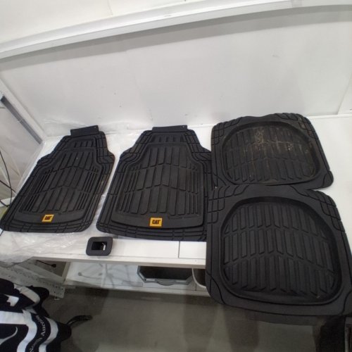 4PC CATERPILLAR RUBBER FLOOR MATS - UNIVERSAL FOR CAR TRUCK VAN SUV - BLACK (MODEL: CAMT-1004-BK) image 2