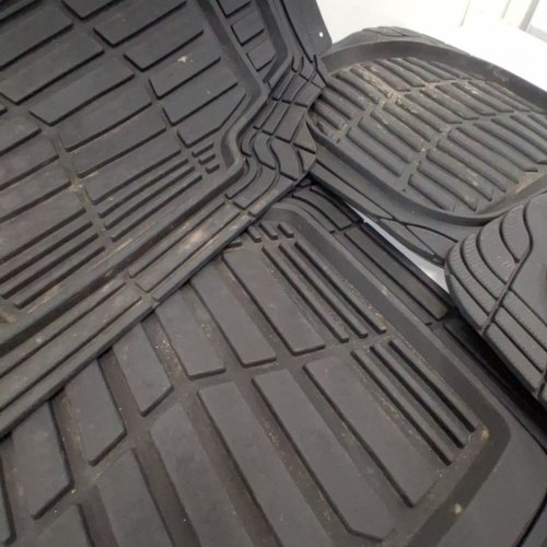 4PC CATERPILLAR RUBBER FLOOR MATS - UNIVERSAL FOR CAR TRUCK VAN SUV - BLACK (MODEL: CAMT-1004-BK) image 3