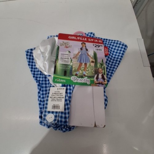 3PC GIRLS RUBIES WIDARD OF OZ DOROTHY COSTUME - SMALL 4-6 - BLUE AND WHITE image 2