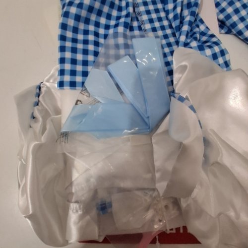3PC GIRLS RUBIES WIDARD OF OZ DOROTHY COSTUME - SMALL 4-6 - BLUE AND WHITE image 3