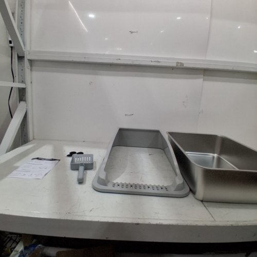 KISENG STAINLESS STEEL CAT LITTER BOX - 22.83" X 14.96" X 10.24" - GREY (MODEL: KSSLB10) image 3