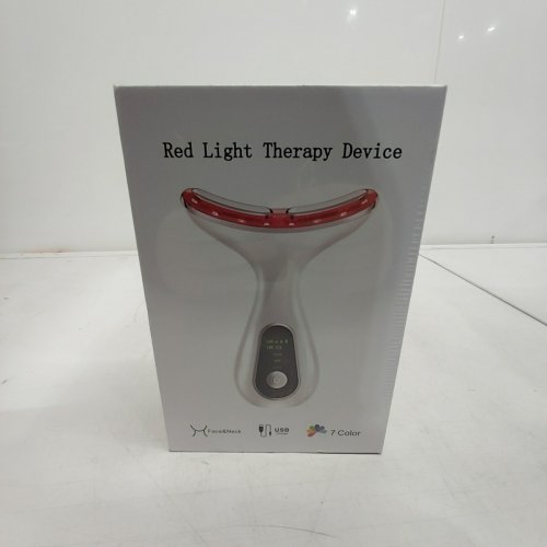 FACIAL AND NECK RED LIGHT THERAPY DEVICE - WHITE / RED image 2