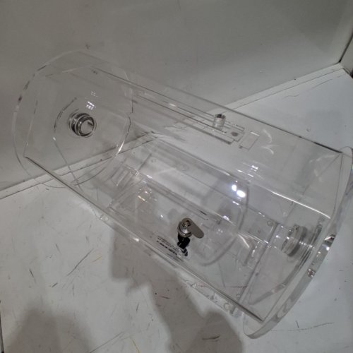 ACRYLIC RAFFLE DRUM SPINNING CAGE WITH 2 KEYS - HOLDS 2500 TICKETS OR 100 RAFFLE BALLS - 12.1" X 12.2" - CLEAR - (MODEL:12-AC) image 3