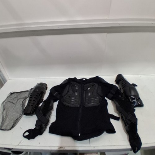 3PC ADULT MOTORCYCLE PROTECTIVE JACKET AND KNEE PADS - XXL - BLACK image 2
