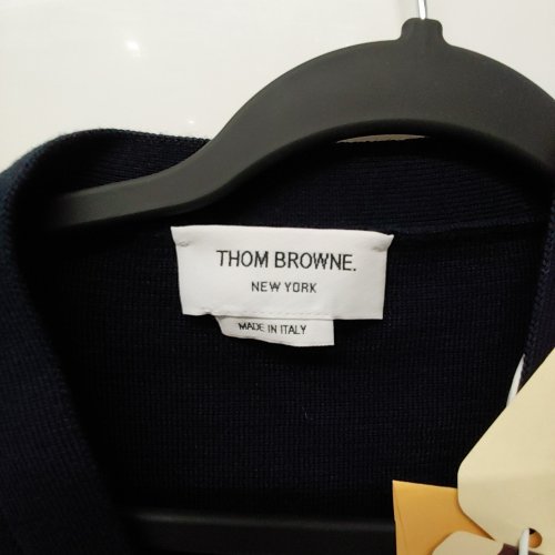 MEN'S THOM BROWNE MERINO WOOL 4-BAR MILANO STITCH CARDIGAN - 3 - NAVY / WHITE image 5
