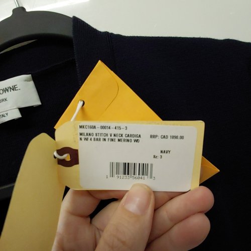 MEN'S THOM BROWNE MERINO WOOL 4-BAR MILANO STITCH CARDIGAN - 3 - NAVY / WHITE image 6