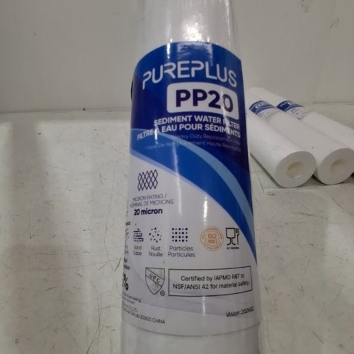 4PK PUREPLUS 5 MICRON WHOLE HOUSE SEDIMENT HOME WATER FILTER REPLACEMENT CARTRIDGE - 20" X 2.5" - WHITE (MODEL: PP20) image 2
