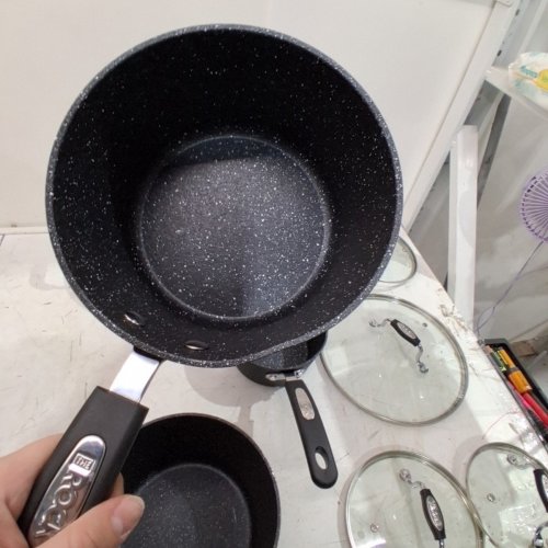 9PC STARFRIT THE ROCK CLASSIC NON-STICK OVEN SAFE COOKWARE POT & PAN SET - BLACK image 4
