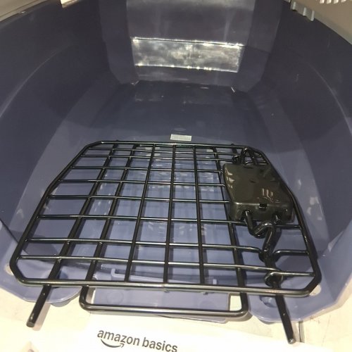 AMAZON BASICS TWO-DOOR TOP-LOAD HARD-SIDED PET TRAVEL KENNEL CARRIER CRATE FOR CATS OR DOGS, 19" X 12" X 10" - GREY/BLUE (MODEL: B00OP6SMCI) image 3