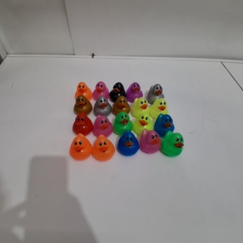 20PK MINIATURE NEON GLITTER RUBBER DUCKS - 2" - ASSORTED COLORS image 2