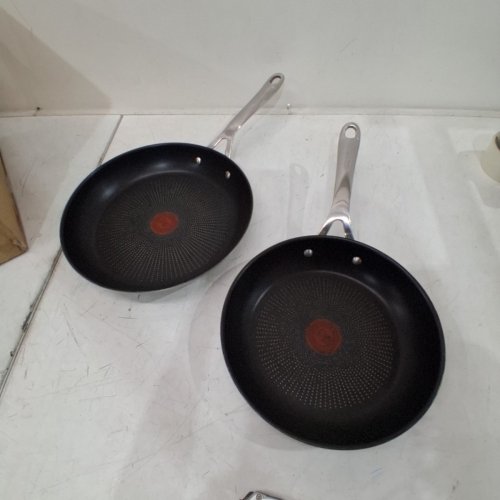 2PK JAMIE OLIVER TEFAL STAINLESS STEEL FRYING PANS - 7.8" AND 9.4" - BLACK image 2